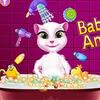 Игра Кошка Анжела принимает ванну онлайн