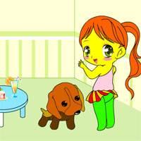 Игра Раскрась девочку и ее щеночка онлайн