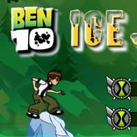 Игра Бен 10 прыгает по льдинам онлайн