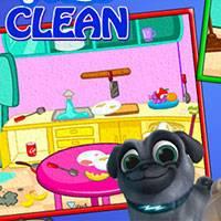 Игра Дружные мопсы: уборка на кухне онлайн