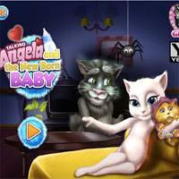 Игра Кошка Анжела и новорожденный котенок онлайн