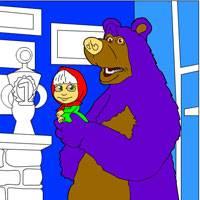 Игра Раскрась Машу и Медведя онлайн