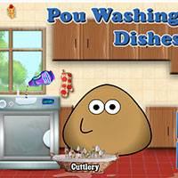 Игра Поу моет посуду онлайн