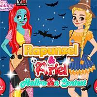 Игра Страшные костюмы Рапунцель и Ариэль онлайн