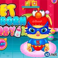 Игра Уход за новорождённым котёнком онлайн