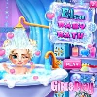 Игра Уход за малышами - купание девочки Эльзы онлайн